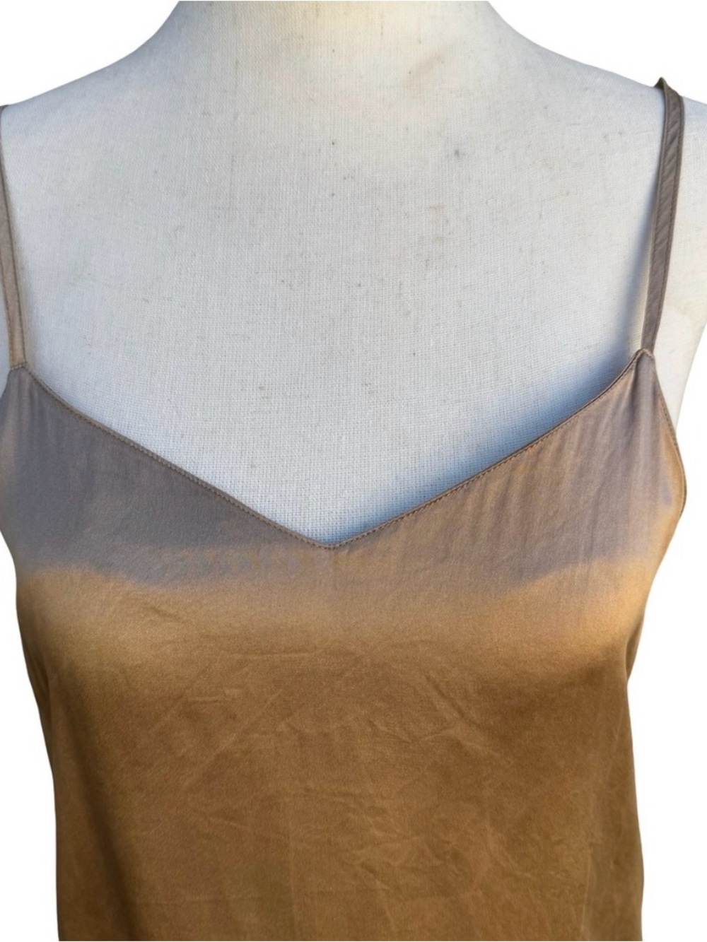 Andrea Jovine Vintage 90s Y2K Womens Bronze Gold Ombre Silk Camisole Tank Top 6 - Picture 4 of 8